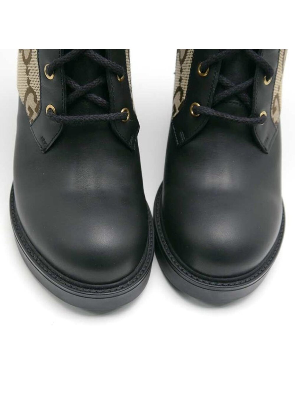 Gucci Double G Ankle Boots 38 GG Canvas Leather - Picture 5 of 11